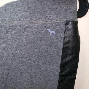 Gray Leggings with Leather Stripe